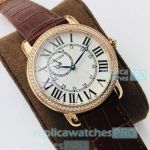 EG Factory Cartier Ronde Louis Cartier Mens Watch Rose Gold Diamond WR007001